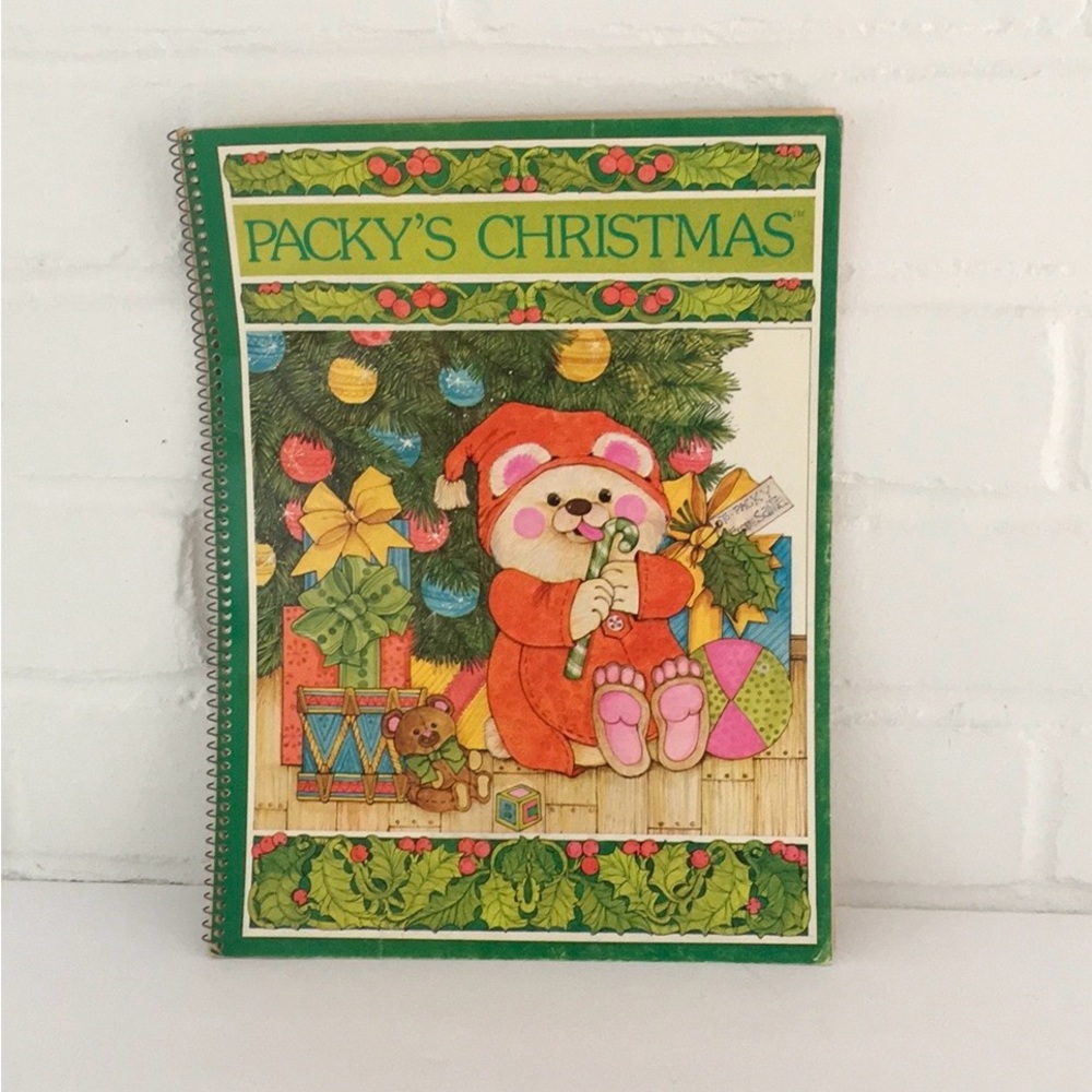Vintage Christmas Coloring Book Story Book Gift Teddy Bear